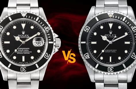 rolex sub date vs no date thickness